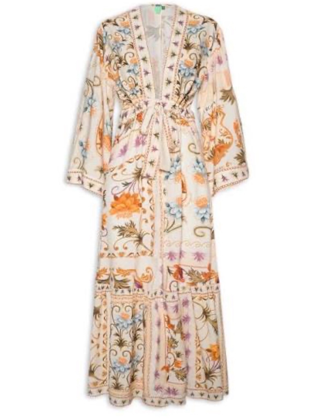 FARM Rio Cream Maxi Dress with Orange and Blue Floral Print